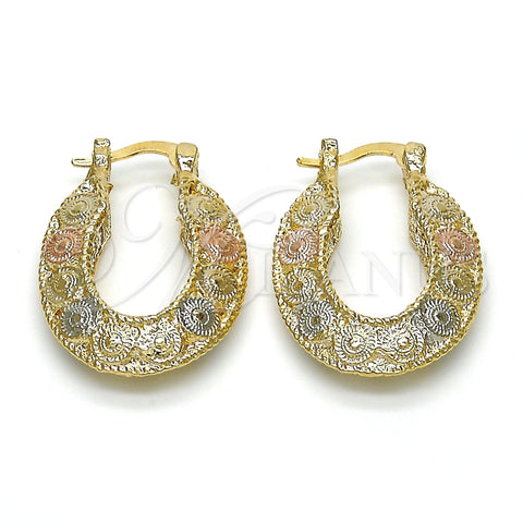 Oro Laminado Small Hoop, Gold Filled Style Polished, Tricolor, 02.102.0017.20