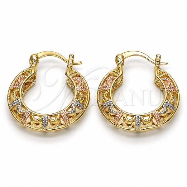 Oro Laminado Small Hoop, Gold Filled Style Polished, Tricolor, 02.102.0018.25