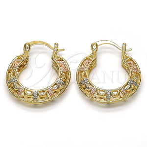 Gold Filled Hoop Earrings — Small Hoop Polished Tricolor 02. — main product view — SKU 116072 | Oro Laminado aretes de aro — Small Hoop pulido Tricolor 02. — SKU 116072