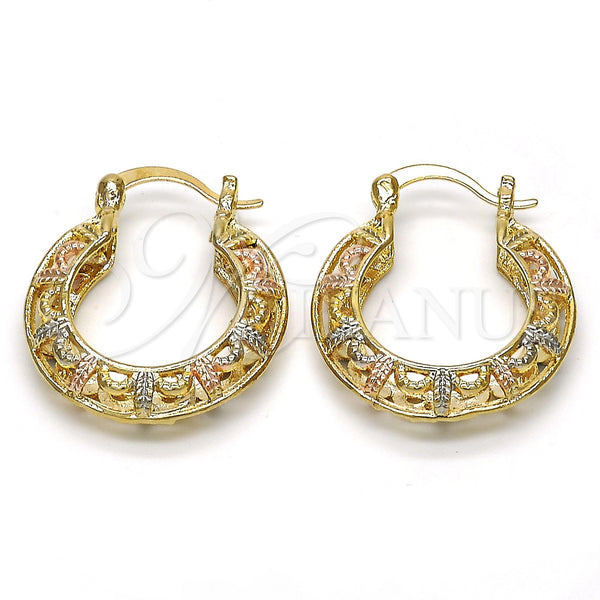 Gold Filled Hoop Earrings — Small Hoop Polished Tricolor 02. — main product view — SKU 116072 | Oro Laminado aretes de aro — Small Hoop pulido Tricolor 02. — SKU 116072