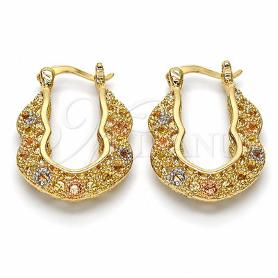 Oro Laminado Small Hoop, Gold Filled Style Polished, Tricolor, 02.102.0019.20