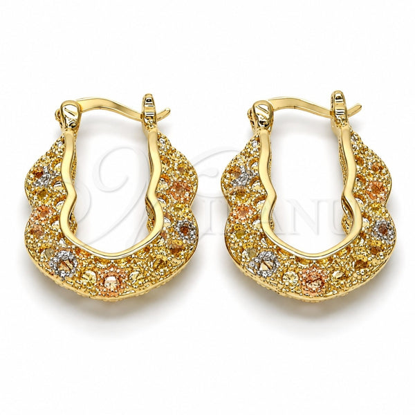 Oro Laminado Small Hoop, Gold Filled Style Polished, Tricolor, 02.102.0019.20