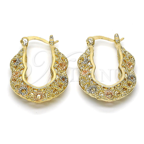 Gold Filled Hoop Earrings — Small Hoop Polished Tricolor 02. — main product view — SKU 116073 | Oro Laminado aretes de aro — Small Hoop pulido Tricolor 02. — SKU 116073