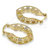Oro Laminado Small Hoop, Gold Filled Style Flower Design, Polished, Tricolor, 02.102.0026.25