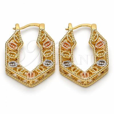 Oro Laminado Small Hoop, Gold Filled Style Polished, Tricolor, 02.102.0027.20