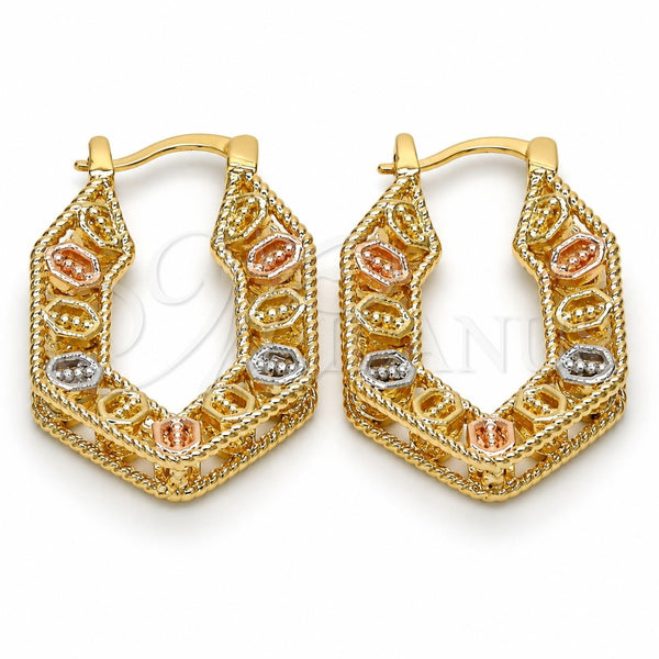 Oro Laminado Small Hoop, Gold Filled Style Polished, Tricolor, 02.102.0027.20