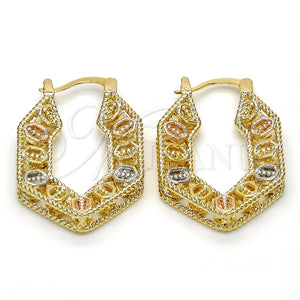 Gold Filled Hoop Earrings — Small Hoop Polished Tricolor 02. — main product view — SKU 116075 | Oro Laminado aretes de aro — Small Hoop pulido Tricolor 02. — SKU 116075