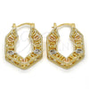 Oro Laminado Small Hoop, Gold Filled Style Polished, Tricolor, 02.102.0027.20