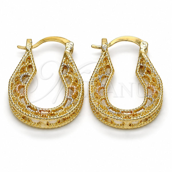 Oro Laminado Small Hoop, Gold Filled Style Polished, Tricolor, 02.102.0029.20