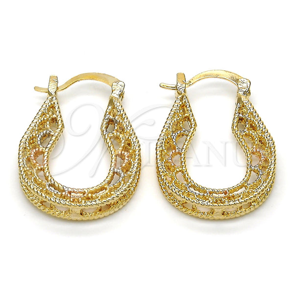 Gold Filled Hoop Earrings — Small Hoop Polished Tricolor 02. — main product view — SKU 116076 | Oro Laminado aretes de aro — Small Hoop pulido Tricolor 02. — SKU 116076