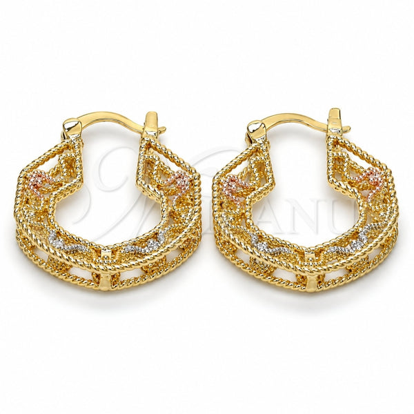 Oro Laminado Small Hoop, Gold Filled Style Polished, Tricolor, 02.102.0032.25