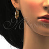 Oro Laminado Small Hoop, Gold Filled Style Greek Key Design, Polished, Tricolor, 02.102.0033.25