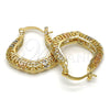 Oro Laminado Small Hoop, Gold Filled Style Greek Key Design, Polished, Tricolor, 02.102.0033.25