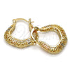 Oro Laminado Small Hoop, Gold Filled Style Greek Key Design, Polished, Tricolor, 02.102.0033.25