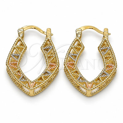 Oro Laminado Small Hoop, Gold Filled Style Polished, Tricolor, 02.102.0034.20