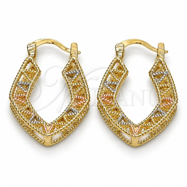 Oro Laminado Small Hoop, Gold Filled Style Polished, Tricolor, 02.102.0034.20