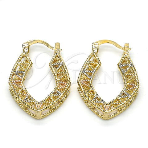 Oro Laminado Small Hoop, Gold Filled Style Polished, Tricolor, 02.102.0034.20