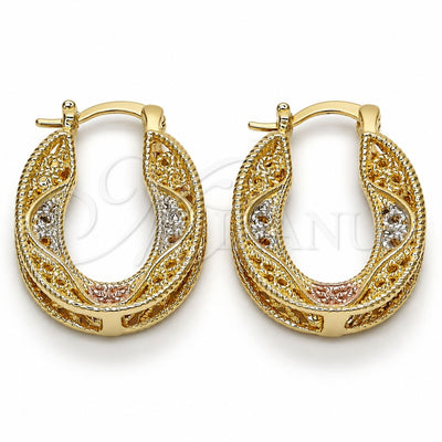 Oro Laminado Small Hoop, Gold Filled Style Polished, Tricolor, 02.102.0035.20