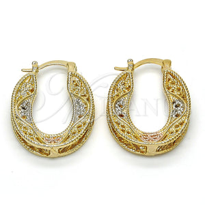 Gold Filled Hoop Earrings — Small Hoop Polished Tricolor 02. — main product view — SKU 116080 | Oro Laminado aretes de aro — Small Hoop pulido Tricolor 02. — SKU 116080