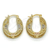 Oro Laminado Small Hoop, Gold Filled Style Polished, Tricolor, 02.102.0035.20