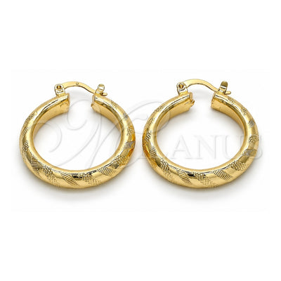 Oro Laminado Medium Hoop, Gold Filled Style Diamond Cutting Finish, Golden Finish, 02.170.0185.30