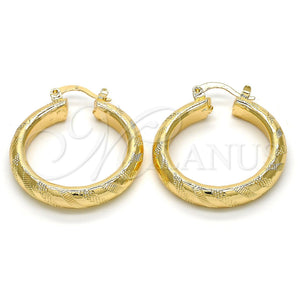 Gold Filled Hoop Earrings — Medium Hoop Diamond Cutting 02. — main product view — SKU 116081 | Oro Laminado aretes de aro — Medium Hoop Diamond Cutting 02. — SKU 116081
