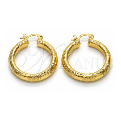 Oro Laminado Medium Hoop, Gold Filled Style Diamond Cutting Finish, Golden Finish, 02.170.0184.30