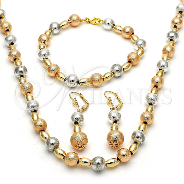 Gold Filled Ring — Necklace Bracelet and Earring Ball Design Matte Tricolor — main product view — SKU 116085 | Oro Laminado anillo — Necklace Bracelet and Earring Ball diseño Matte Tricolor — SKU 116085