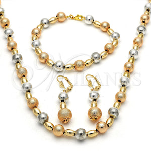 Gold Filled Ring — Necklace Bracelet and Earring Ball Design Matte Tricolor — main product view — SKU 116085 | Oro Laminado anillo — Necklace Bracelet and Earring Ball diseño Matte Tricolor — SKU 116085