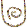Oro Laminado Necklace and Bracelet, Gold Filled Style with Multicolor Cubic Zirconia, Polished, Golden Finish, 06.284.0001.2