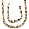 Oro Laminado Necklace and Bracelet, Gold Filled Style with Multicolor Cubic Zirconia, Polished, Golden Finish, 06.284.0001.2