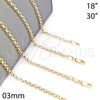 Oro Laminado Basic Necklace, Gold Filled Style Rolo Design, Polished, Golden Finish, 04.65.0179.18 (03 MM Thickness, 18 Inches Length)