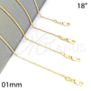 Oro Laminado Basic Necklace, Gold Filled Style Rolo Design, Polished, Golden Finish, 04.65.0180.18 (01 MM Thickness, 18 Inches Length)