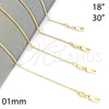 Oro Laminado Basic Necklace, Gold Filled Style Rolo Design, Polished, Golden Finish, 04.65.0180.18 (01 MM Thickness, 18 Inches Length)