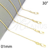 Oro Laminado Basic Necklace, Gold Filled Style Rolo Design, Polished, Golden Finish, 04.65.0180.30 (01 MM Thickness, 30 Inches Length)