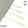 Oro Laminado Basic Necklace, Gold Filled Style Rolo Design, Polished, Golden Finish, 04.65.0180.30 (01 MM Thickness, 30 Inches Length)