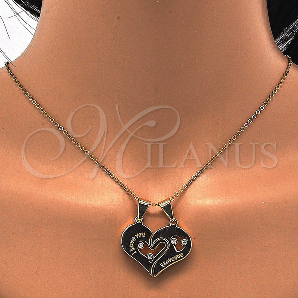 Gold Filled Pendant — Fancy Pendant Heart and Love Design with White — alternate product view — SKU 116101 | Oro Laminado dije — elegante Pendant corazón and Love diseño with blanco — SKU 116101