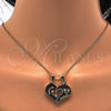 Oro Laminado Fancy Pendant, Gold Filled Style Heart and Love Design, with White Cubic Zirconia, Polished, Golden Finish, 05.179.0050