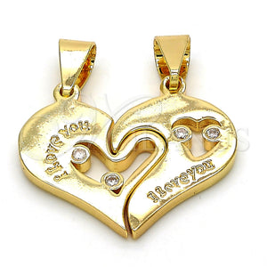 Gold Filled Pendant — Fancy Pendant Heart and Love Design with White — main product view — SKU 116101 | Oro Laminado dije — elegante Pendant corazón and Love diseño with blanco — SKU 116101