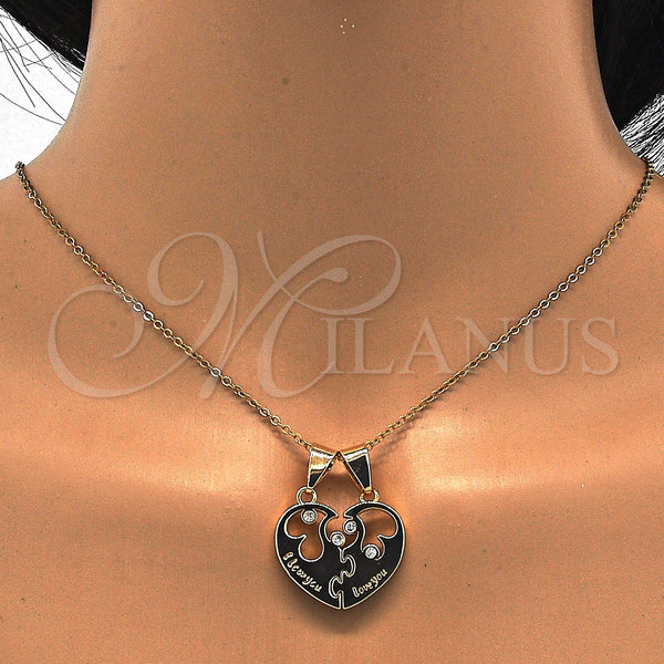 Gold Filled Pendant — Fancy Pendant Heart and Love Design with White — alternate product view — SKU 116102 | Oro Laminado dije — elegante Pendant corazón and Love diseño with blanco — SKU 116102