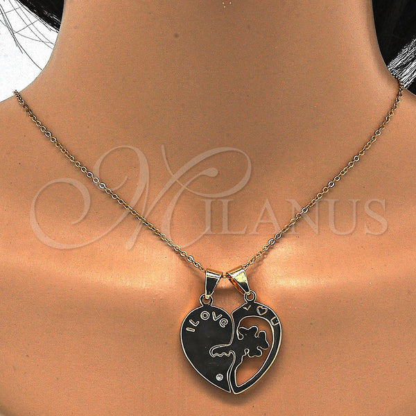 Gold Filled Pendant — Fancy Pendant Heart and Love Design with White — alternate product view — SKU 116104 | Oro Laminado dije — elegante Pendant corazón and Love diseño with blanco — SKU 116104