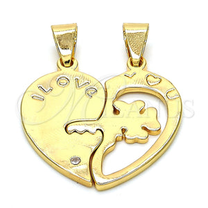 Gold Filled Pendant — Fancy Pendant Heart and Love Design with White — main product view — SKU 116104 | Oro Laminado dije — elegante Pendant corazón and Love diseño with blanco — SKU 116104