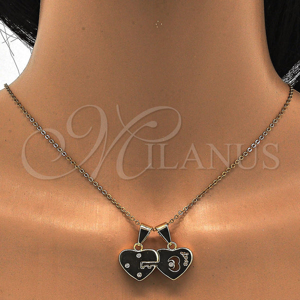 Gold Filled Pendant — Fancy Pendant Heart and Love Design with White — alternate product view — SKU 116105 | Oro Laminado dije — elegante Pendant corazón and Love diseño with blanco — SKU 116105