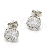 Sterling Silver Stud Earring, with White Cubic Zirconia, Polished, Rhodium Finish, 02.186.0021