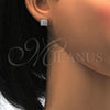 Sterling Silver Stud Earring, with White Cubic Zirconia and White Micro Pave, Polished, Rhodium Finish, 02.186.0023