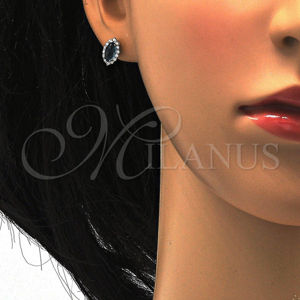 Sterling Silver Ring — Stud Earring with White and Blue Topaz Cubic — alternate product view — SKU 116112 | Plata 925 anillo — Stud Earring with blanco and Blue Topaz Cubic — SKU 116112