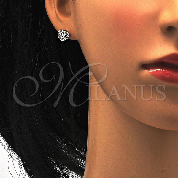 Sterling Silver Ring — Stud Earring Heart Design with White Cubic Zirconia — alternate product view — SKU 116116 | Plata 925 anillo — Stud Earring corazón diseño with blanco Cubic Zirconia — SKU 116116
