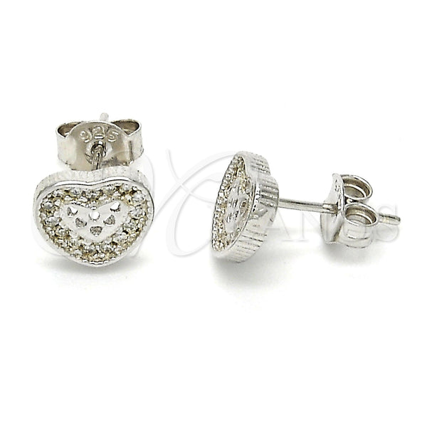 Sterling Silver Ring — Stud Earring Heart Design with White Cubic Zirconia — main product view — SKU 116116 | Plata 925 anillo — Stud Earring corazón diseño with blanco Cubic Zirconia — SKU 116116