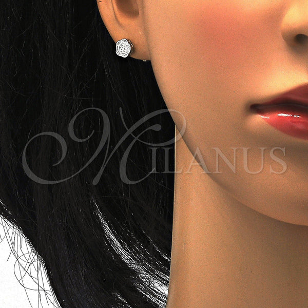 Sterling Silver Ring — Stud Earring Flower Design with White Cubic Zirconia — alternate product view — SKU 116120 | Plata 925 anillo — Stud Earring flor diseño with blanco Cubic Zirconia — SKU 116120