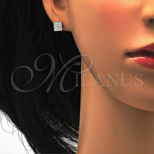 Sterling Silver Ring — Stud Earring with White Micro Pave Polished 02. — alternate product view — SKU 116121 | Plata 925 anillo — Stud Earring with blanco Micro Pave pulido 02. — SKU 116121